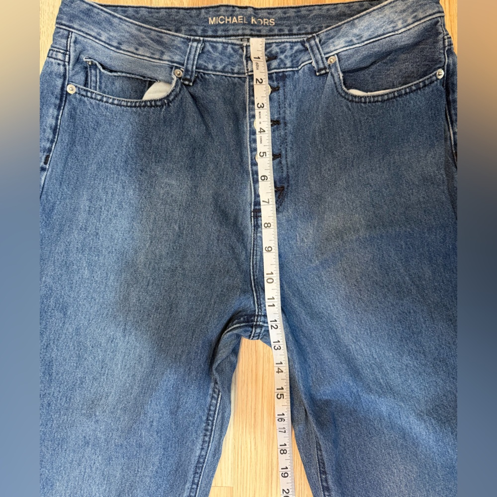 MICHAEL Michael Kors Women’s Blue Flared Frayed-Hem Cropped Jeans Size 12 - Picture 9 of 10
